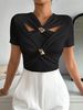 Net Red With The Spring Summer New Girl Metal Buckle Cross Design Dark Spice Girl Long Sleeve T-shirt_ecoleips.com