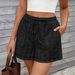 Summer Casual Women's Bohemian Beach Style Shorts Hollowed Out Elastic Drawstring Waist Regular Fit Polyester Bottoms_ecoleips.com