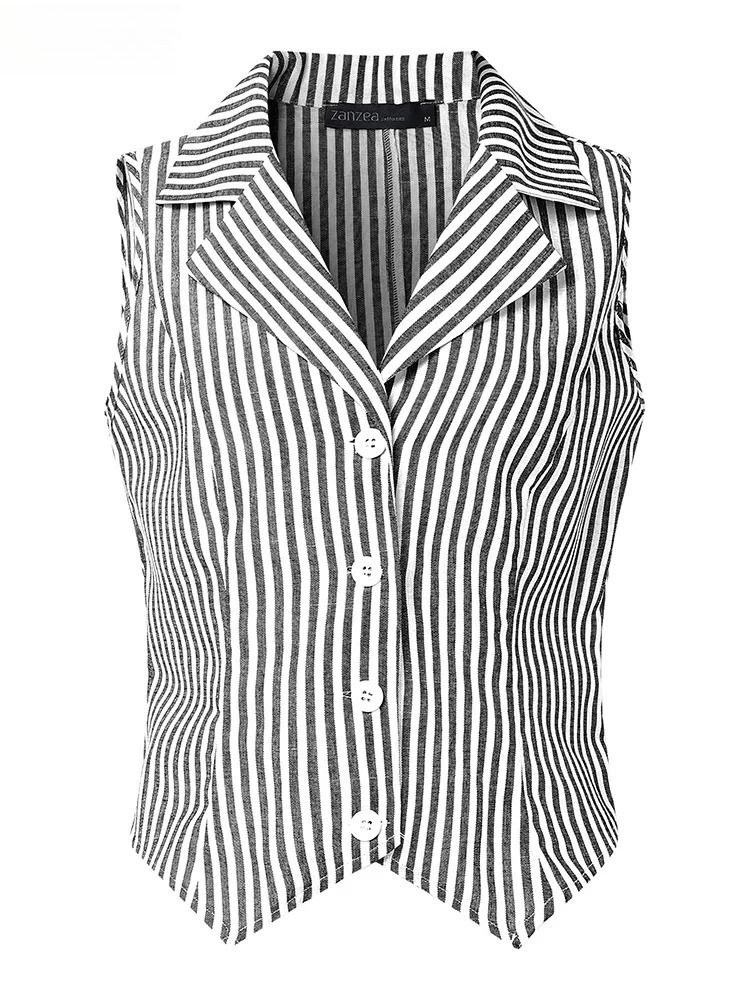 Fashion Summer Sleeveless Stripe Tanks Tops 2025 ZANZEA Office Lady Blouses Women Shirt Stylish Holiday Tees Irregular Hem Camis_ecoleips.com