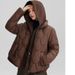 Women's Clothing Women's Winter Hooded Puffer Jacket Short Style Faux Two-Piece Coat Loose Fit Fashionable Thickened Warm Quilted Outerwear_ecoleips.com