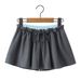Verve Women's Winter New Style Drawstring Elastic Waist Color Block Double Waistband Pants Casual Skirt_ecoleips.com