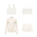 Women's Clothing Women's Slim Fit Stand Collar Jacket Three Pleated Skirt Set Y Shaped Vest Four Piece Outerwear Sportswear_ecoleips.com