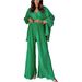 Women’s Clothing women's autumn new style pleated bell bottom pants single breasted pleated home clothes drape two piece suit_ecoleips.com