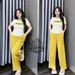 Women's Clothing Women's Summer Fashion Two Piece Set Casual Wide Leg Pants With Color Block Design And Letter Print Short Sleeve Top_ecoleips.com