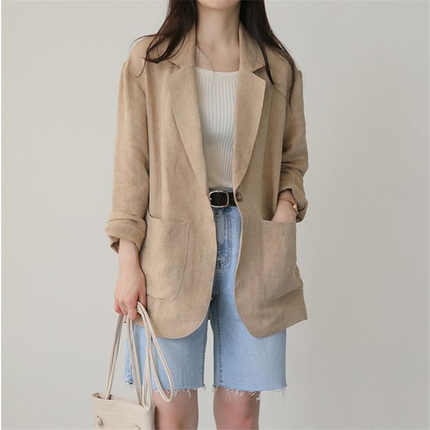 9310 Thin Women's 2025 Spring New British Style Casual Long Sleeved Cotton Linen Small Suit Jacket_ecoleips.com