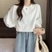 New Lantern T-Shirt For Women, Spring And Autumn 2022, Loose Fit, Versatile, Three-Quarter Sleeve Top, Base_ecoleips.com