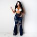Women's Clothing Ripped Tassel Washed Jeans_ecoleips.com