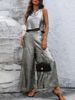 Women's Casual Solid Color Sleeveless Top Short Sleeve Long Pants Fashion Set_ecoleips.com