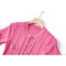 Women's Clothing Elegant Style Short Sleeved Knit Dress With Ruffled Trim Silver Metal Buckle Round Neck Design Women's Dress_ecoleips.com