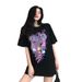 ng2510292 2026 Summer New Korean Style Loose Abstract Round Neck Black Top, Mid-Length Short Sleeve T-Shirt For Women, Internet_ecoleips.com