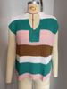 Women's Clothing Vibrant U-Neck Short Sleeve Knit Top For Women, Color-Block Casual Summer Pullover_ecoleips.com