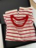 Super Stylish Red Striped Ice Silk Knitted Long-sleeve Sun Protection Shirt Women, Suitable For Early Autumn,_ecoleips.com