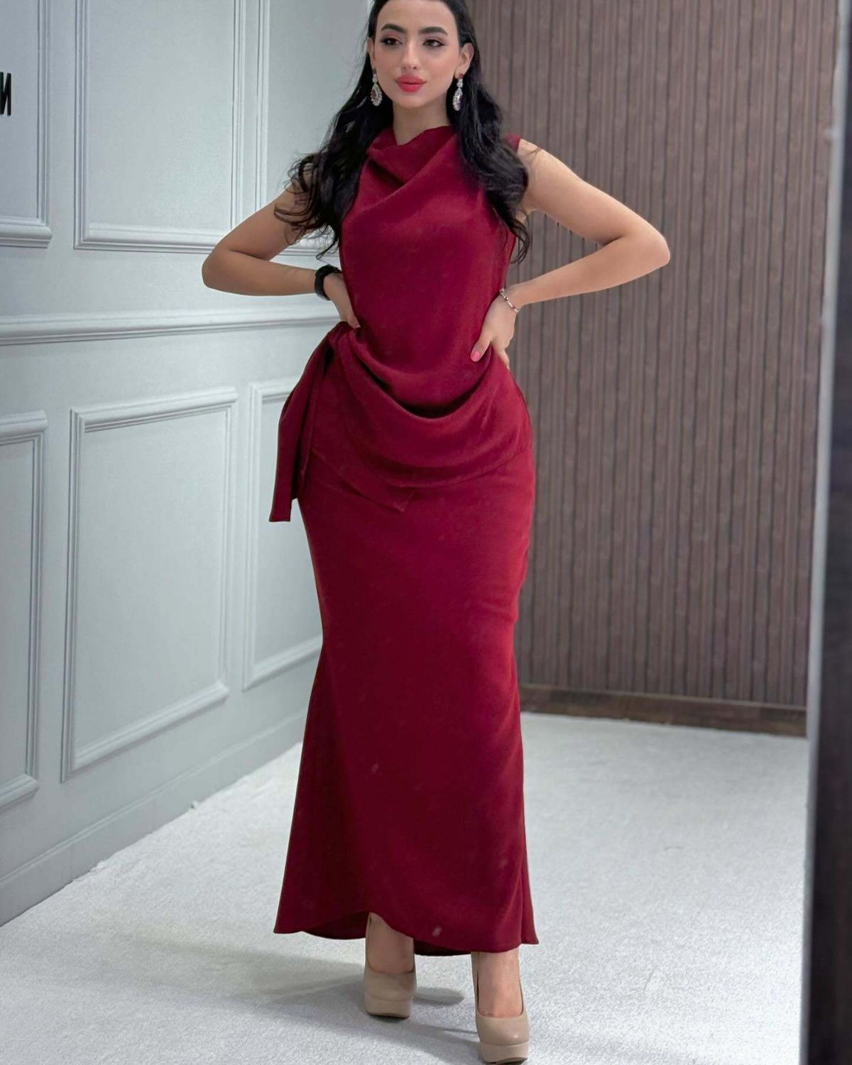 Women's High Neck Sleeveless Bodycon Ball Dress Autumn/Winter_ecoleips.com