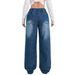 Plus Size High Waist Wide Leg Jeans For Women – Comfortable Loose Fit Stretch Denim Pants With Drawstring, Washed Blue Casual Trousers_ecoleips.com