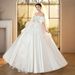 Off The Shoulder Satin Wedding Dress French Heavy Duty Court Style Covers Arms Plus Size_ecoleips.com