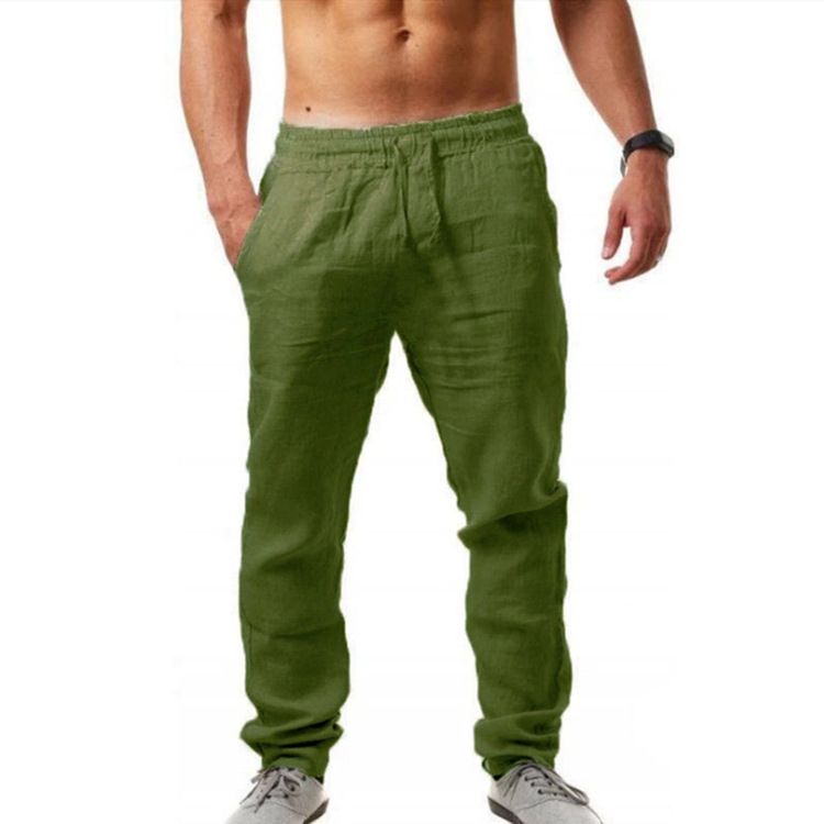 Summer Men's Hip Hop Loose Casual Sports Pants Breathable Cotton Linen Blend Fashionable Streetwear for European And American Styles_ecoleips.com