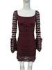 Women's Sexy Plunging Ruched Flared Long Sleeve Bodycon Mini Dress – Ins Style Fall Gown_ecoleips.com