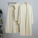 Elegant Knit Lounge Set - Sleeveless Vest, Cardigan & Pants (3-Piece Outfit, Solid Colors, Versatile Sizing)_ecoleips.com