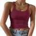 Women's Ribbed Knit Cami Tank Top Scoop Neck Soft Stretch Fabric Summer Crop plus Size Clothes_ecoleips.com