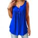 Women's Casual Ruffled Sleeveless T-Shirt Solid Color Mid-Length Button Vest Summer New Bestseller_ecoleips.com