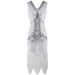 Women's Clothing Elegant Fringe Sequin Party Dress Vintage Glam Evening Gown With Deep V-Neck & Flowy Hem (Available In 11 Colors & Plus Sizes)_ecoleips.com