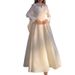 Women's Clothing White Chest Beaded Lace Gauze Retro Long Sleeved Fashion Slim Dress_ecoleips.com
