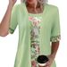 Women's Clothing Two Piece Short Sleeved Printed Splicing T Shirt Tops Women_ecoleips.com