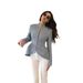Women's Asymmetric Blazer – Slim-Fit Long Sleeve Jacket With European Minimalist Design_ecoleips.com
