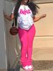 Women's Clothing Fashion Letter Printed T Shirt Trousers Casual Suit_ecoleips.com