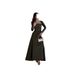 Modest Abaya Dress Elegant V-Neck Long Sleeve Party Dress – Glamorous A-Line Evening Gown With Rhinestone Detail (XS-XXL, Army Green)_ecoleips.com