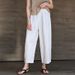 Spring Style Women's Pure Linen Cropped Pants Elastic Waist Carrot Fit Loose Long Straight Leg Slimming Versatile Pure Linen Pants_ecoleips.com