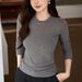2025 #Double Sided Woolen # Premium Mousse Cashmere Soft Sticky T-Shirt Women's Long Sleeve 2025 Autumn/Winter New Style_ecoleips.com