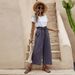 Suitable For All Seasons 2025 New Women's Summer Elastic Waist Solid Color Cotton Linen Belt Casual Wide-Leg Cropped Pants For Women_ecoleips.com