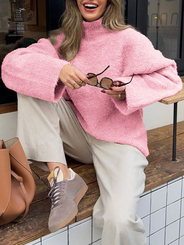 Diyun European And American Casual Woolen Long-Sleeve Coat Sweater Women's Fashion 2025 Autumn Winter_ecoleips.com
