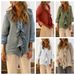 Women's Clothing Solid Color V Neck Flying Sleeves Ruffled Row Multi Button Cardigan Curved Hem Top_ecoleips.com