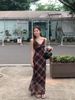 Summer New Women's Gentle Grid Strap Dress Waist Inward Meat Conceal Thin Pear Shape Retro Dress H Version Spring Autumn_ecoleips.com