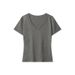 Women's Slim-Fit V-Neck Basic Tee Stretch Cotton Top Versatile Casual Style_ecoleips.com