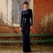 Chic Metallic-Trim High Waist Bodycon Dress - Long Sleeve Round Neck Elegance For Autumn_ecoleips.com