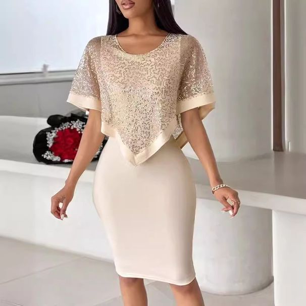 Women's sexy elegant slim waist sequin dress_ecoleips.com