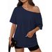 New Women's Clothing Design Top Loose Slanted Shoulder Top Off-shoulder T-shirt_ecoleips.com