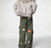 American Military Green Embroidered Work Pants For Men And Women, Pleated Multi Pocket Loose Casual Straight Leg Couple_ecoleips.com