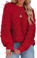Aria Basics Aria Basics 2025 Autumn Winter New Cross-Border European American Foreign Trade Pom-Pom Knit Loose Long Sleeve Pullover_ecoleips.com
