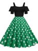 Elegant Off Shoulder Women Summer Dress Slash Neck Vintage Ladies Fit And Flare Polka Dot Evening Party Sundress_ecoleips.com