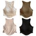 Women Vest Fashion Sexy Cotton One-piece Sling Sleeveless Top With Cups Round Neck Short Sports Yoga Gym Bra Summer Crop Tops_ecoleips.com