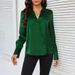 ins Cross-border Foreign Trade Satin Cross V-neck Top With Sleeves, Button-up Cardigan, Women's Shirt For Spring Summer,_ecoleips.com