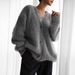 Soft Faux Mink V-Neck Cardigan - Cozy Oversized Pullover For Women, Fall Winter Loose Knit Sweater With Buttons, Elegant Casual Outerwear_ecoleips.com