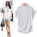 plus Size Women's High Neck T-Shirt Short Sleeve Soft Stretch Cotton Blend Basic Top for Casual Wear_ecoleips.com