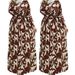 Elegant Long-Sleeve Maxi Dress With Graffiti Print – Modest Muslim Fashion, High Waist Office & Occasion Wear, Polyester Blend (S-XXL, Coffee Brown)_ecoleips.com