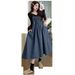Spring New Fashion Outfit 2-Piece Denim Maternity Dress_ecoleips.com