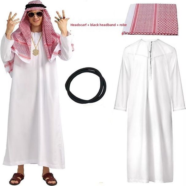 Halloween Adult Middle Eastern Arabian Robe Unisex Dubai Rich Emirati Cosplay Performance Costume_ecoleips.com